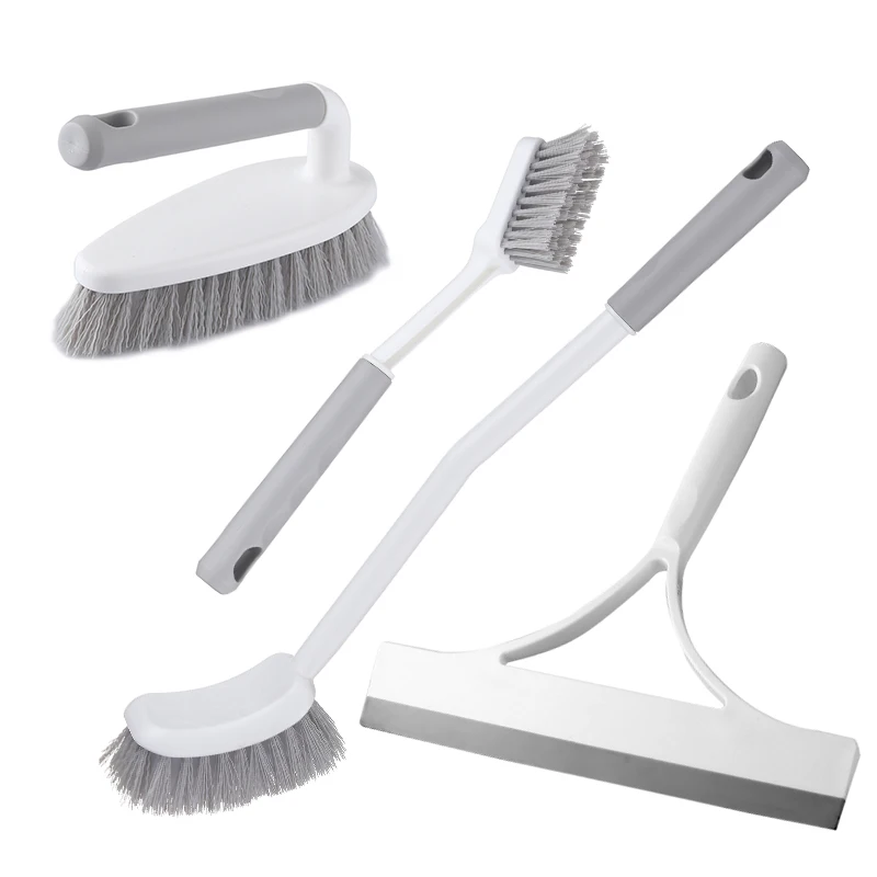 4 Pack Household Deep Cleaning Brush Set-Includes Dish/toilet/Scrub Brush/squeegee for bathroom kitchen