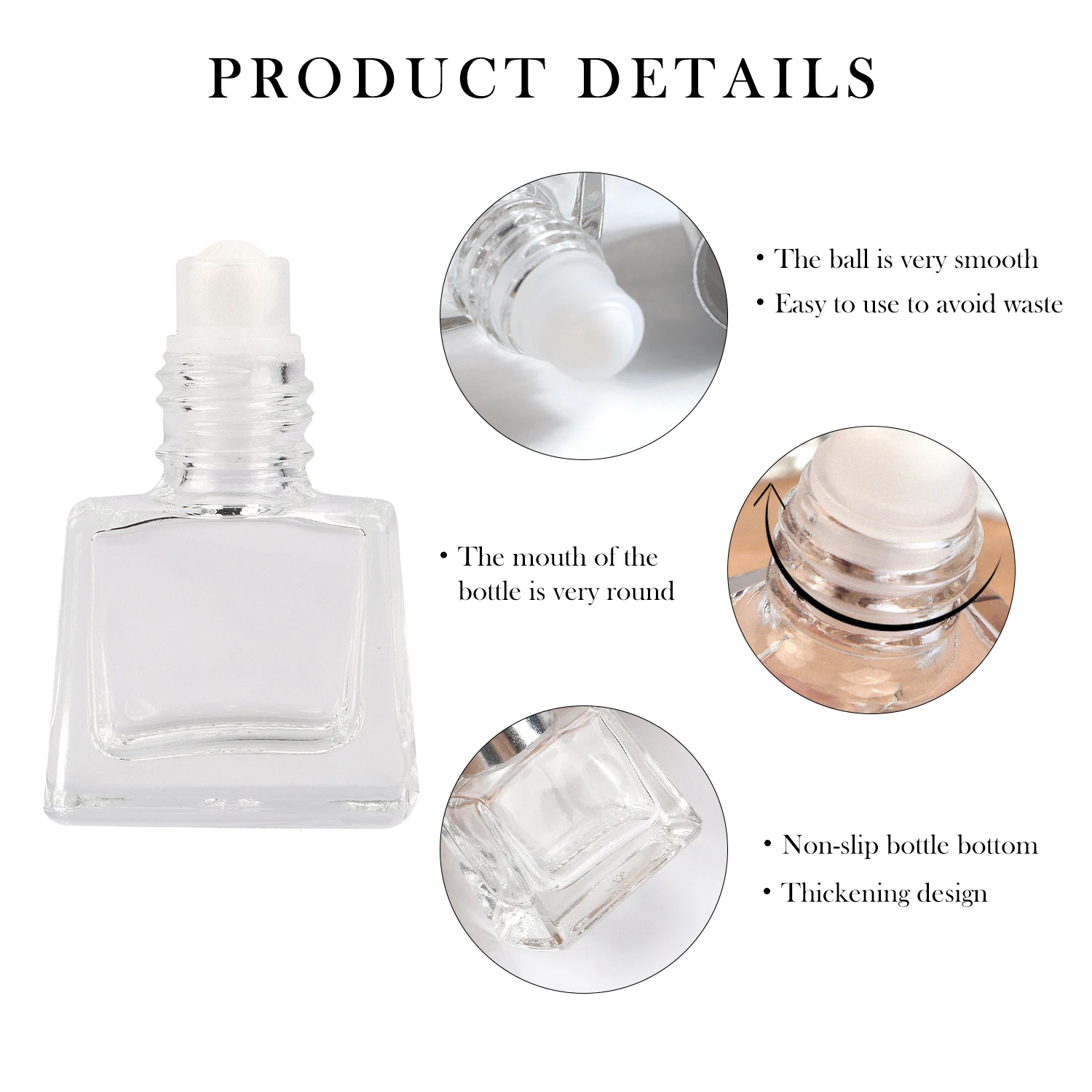 3Ml 4Ml 5Ml 6Ml 10Ml 15Ml 20Ml 30Ml Clear Roll on Glass Bottles With Steel Ball Perfume Roller Bottles for Cosmetic Packaging