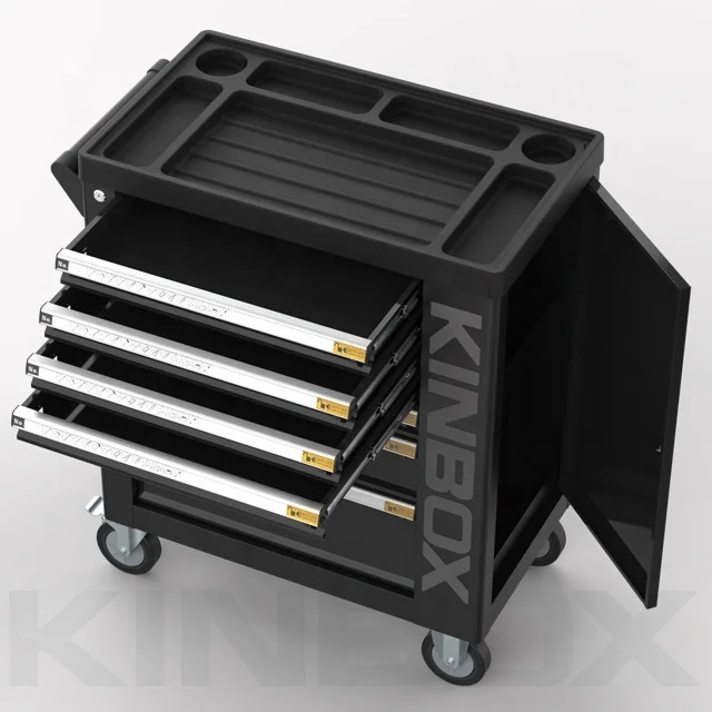 Kinbox черный популярный прочный ящик для инструментов на колесиках с 7 ящиками