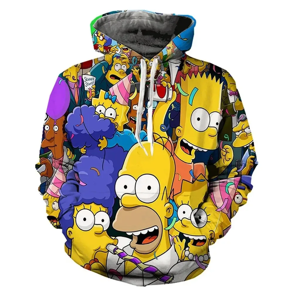 Bulk Sale Custom Cartoon 3D Digital Anime Simpson 100% Polyester Unisex Men Sublimation All Over Print Pullover Hoodies