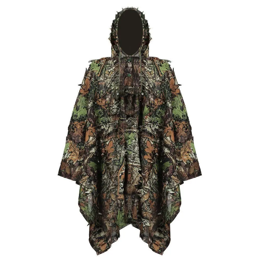 3D Leafy Camouflage Ghillie Suit Lightweight Breathable Hunting Clothes for Men