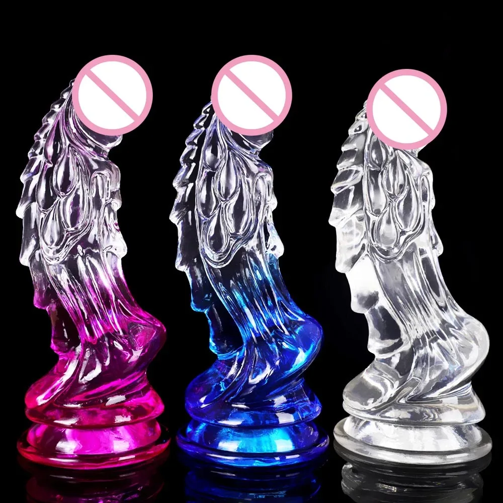Source factory 9 Inch G-Spot Monster Erotic Jelly Penis Anal Butt Plug Sex Toy Crystal Dildos For Women