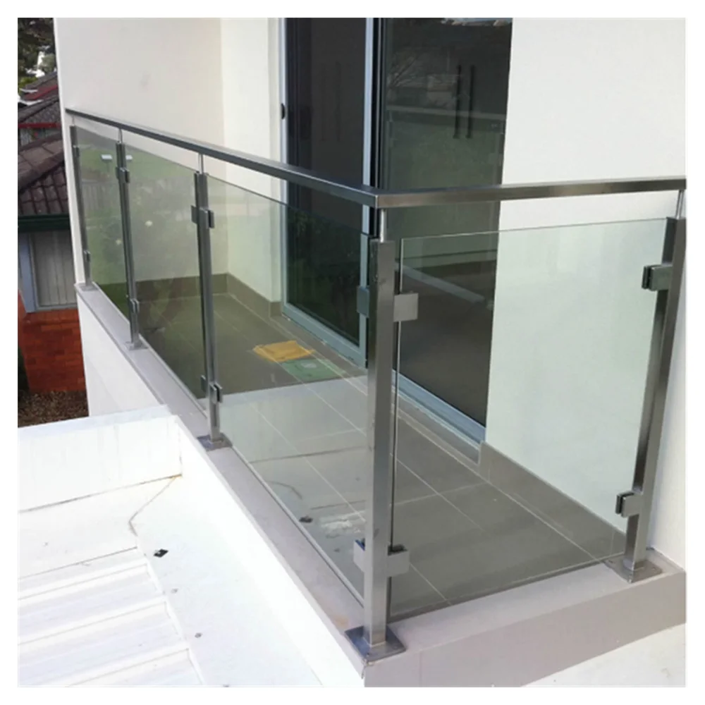 CBDMART Tinted Glass Balustrade Spigot Glass Railing Outdoor Stair Railing Balustrade