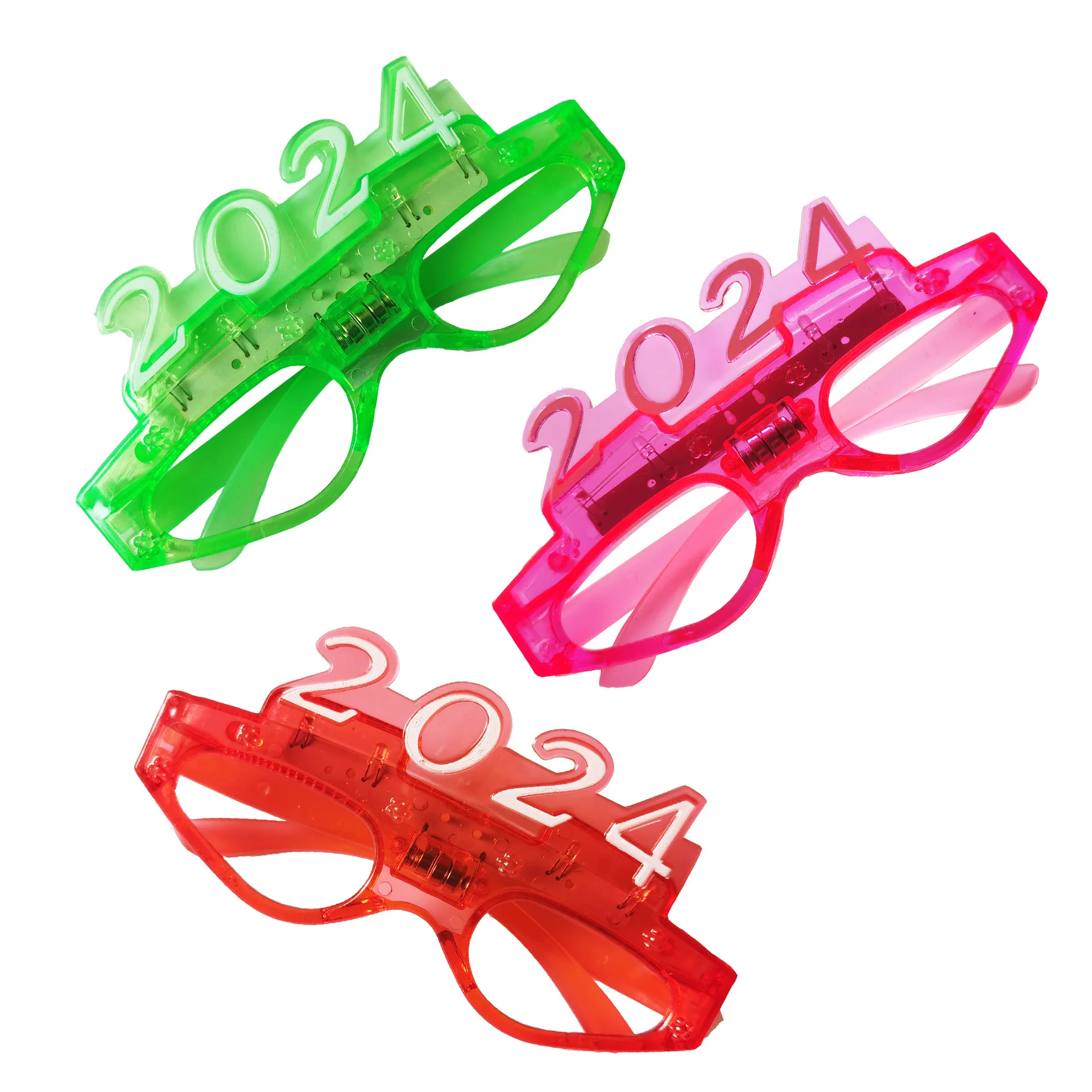 Plastic 2024 Kids LED Glasses Frame Flashing Eyeglasses For New Year Christmas Party Bar Supplies Light Up 2024 Party Glasses
