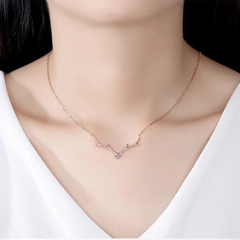Hot Sale China Wholesale Rhinestone Jewelry Lady designer customized deer pendants 925 sterling silver Necklace