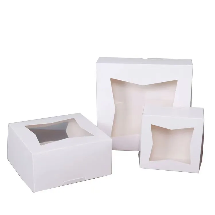 READY TO SHIP WHITE CARD DONUTS PACKAGING BOX WITH CLEAR WINDOW COOKIE BOX DIRECT FACTORY