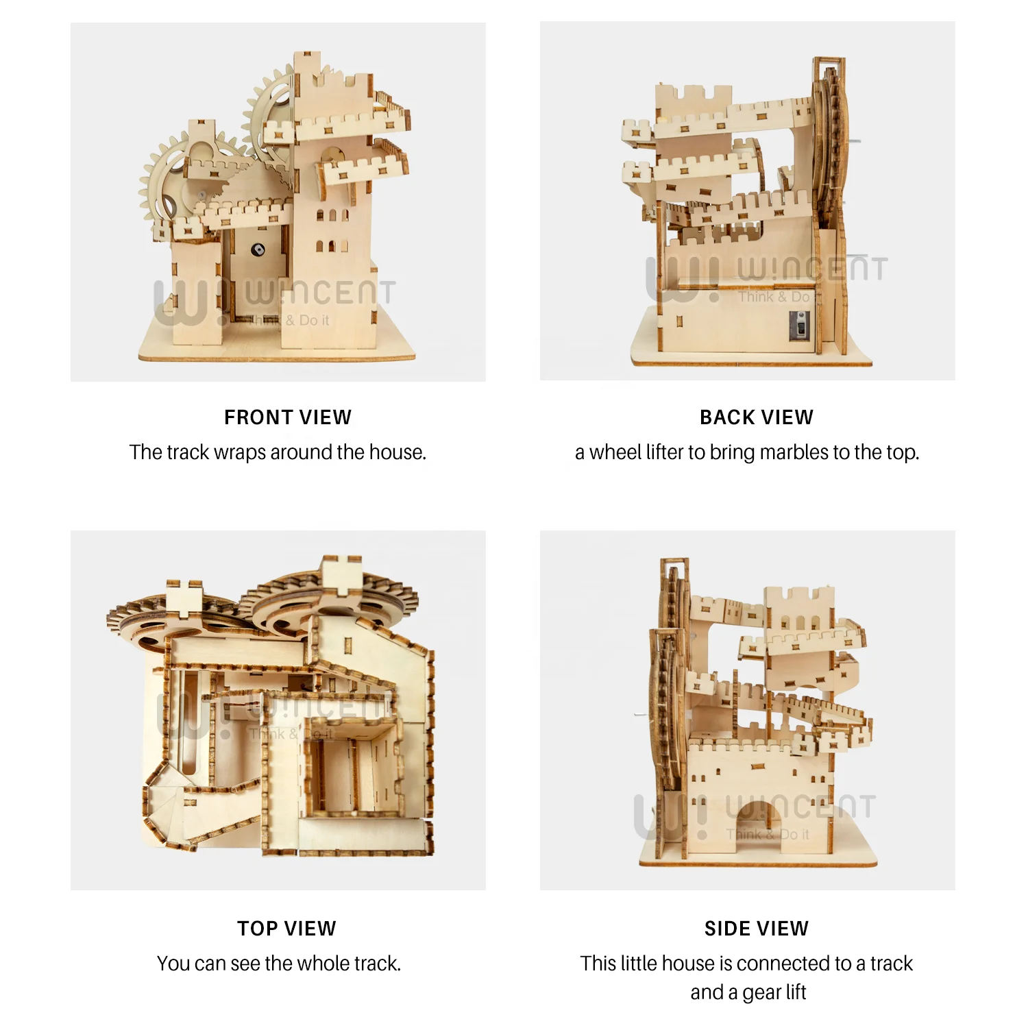 Wincent New marble wood maze puzzle craft wooden 3D DIY marble run toy puzzle for adult