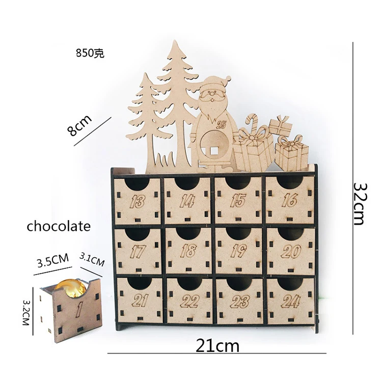 Creative Christmas House Countdown Gift Advent Calendar Wooden Box Christmas Desk Calendar