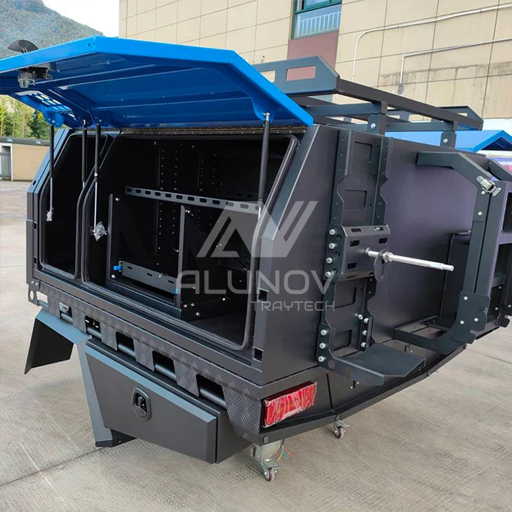 Nissan Mitsubishi Pickups 4x4 4WD Dual Single Extend Cab Ute Canopy with Whale Tail Handle Lock Flat Aluminum Alloy Tray