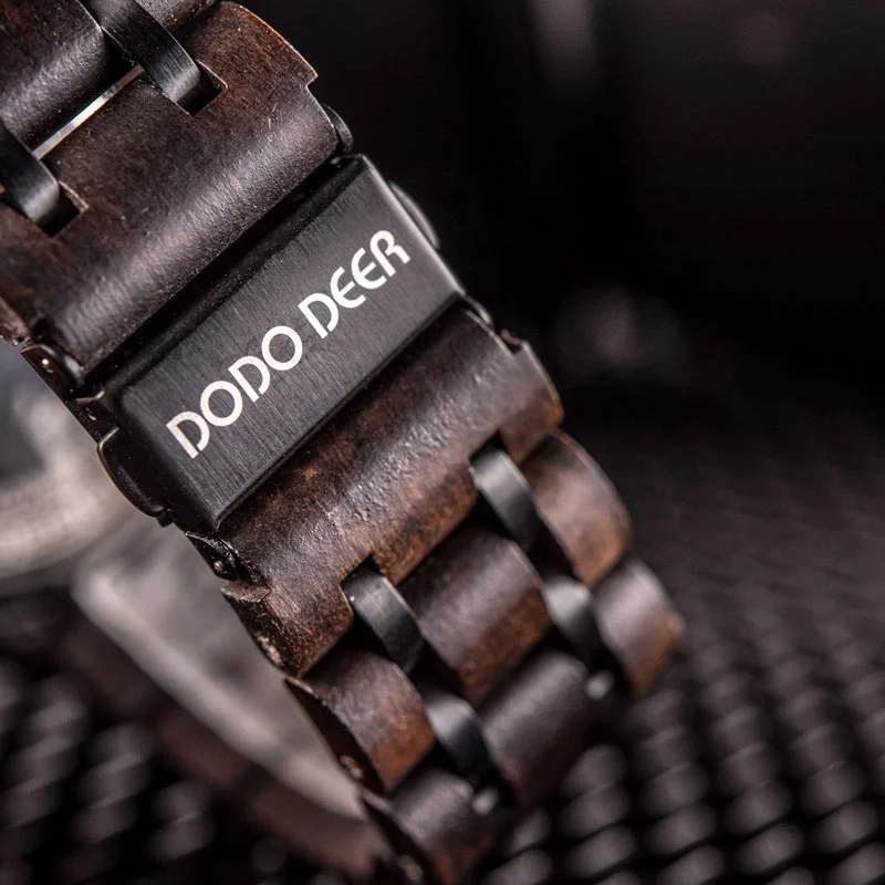 DODO DEER Ecofriendly Dropshipping Japan Movement Quartz Men Wood Watch Customized Logo Timepieces Moon face Watches