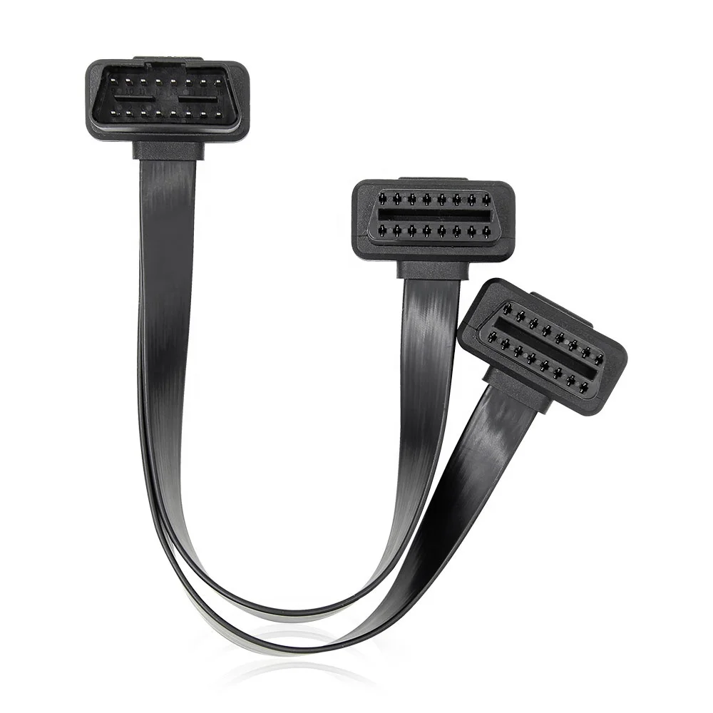 Плоский кабель OBD2 16 контактов 30 см 2 в 1 по заводской цене