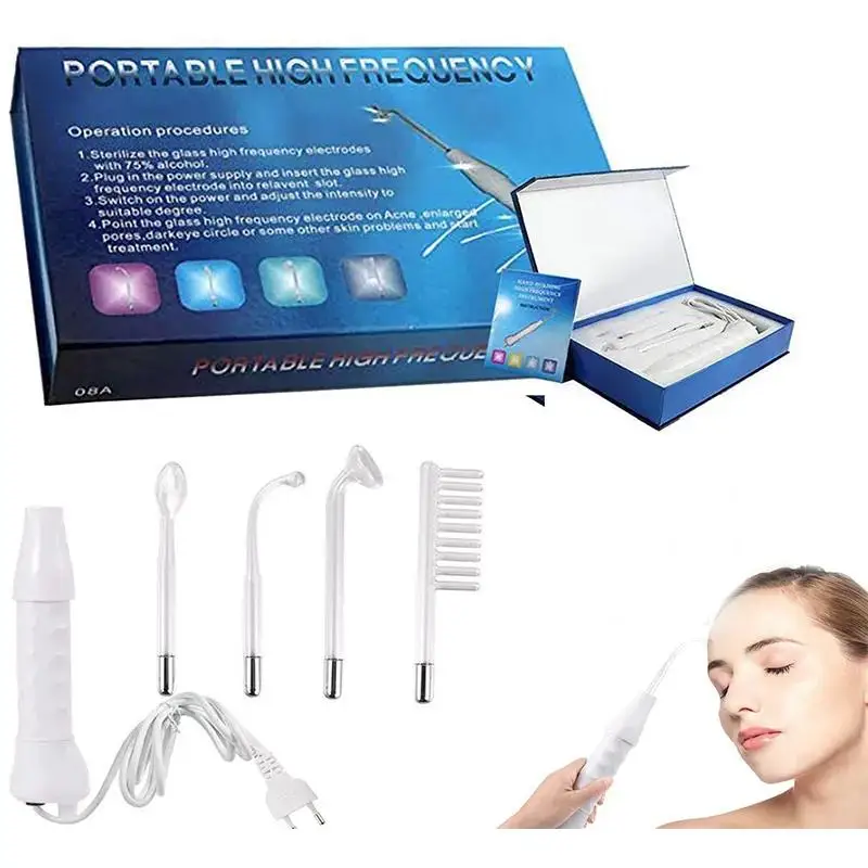 Handheld Acne Treatment Facial Lift Skin Tightening 4 in 1 High Frequency Skin Therapy Machine Skin Therapy Wand