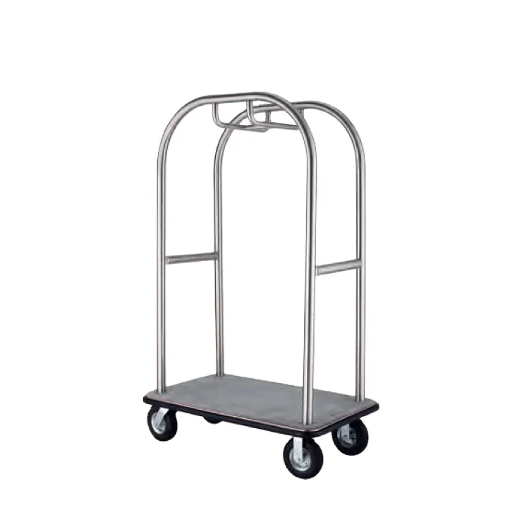 Stainless Steel 4 Wheels Hotel Use Durable Suit Case Luggage Trolley Cart