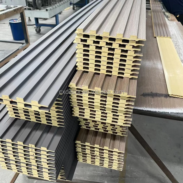 Fluted Great Decorative 3d Wall Panels Wood Alternative Wpc insulated Interior Wall Panel Bathroom Sheet Wall Paneling