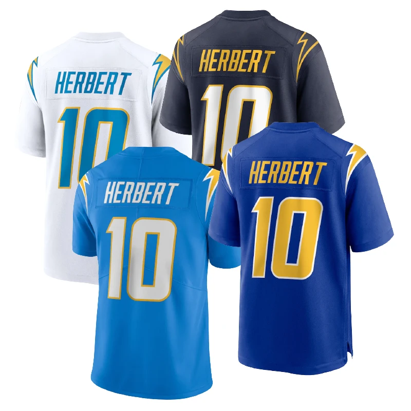 Custom Stitched NF Los Angeles American Football Uniform Charger Shirts #10 Justin Herbert Limited Jersey