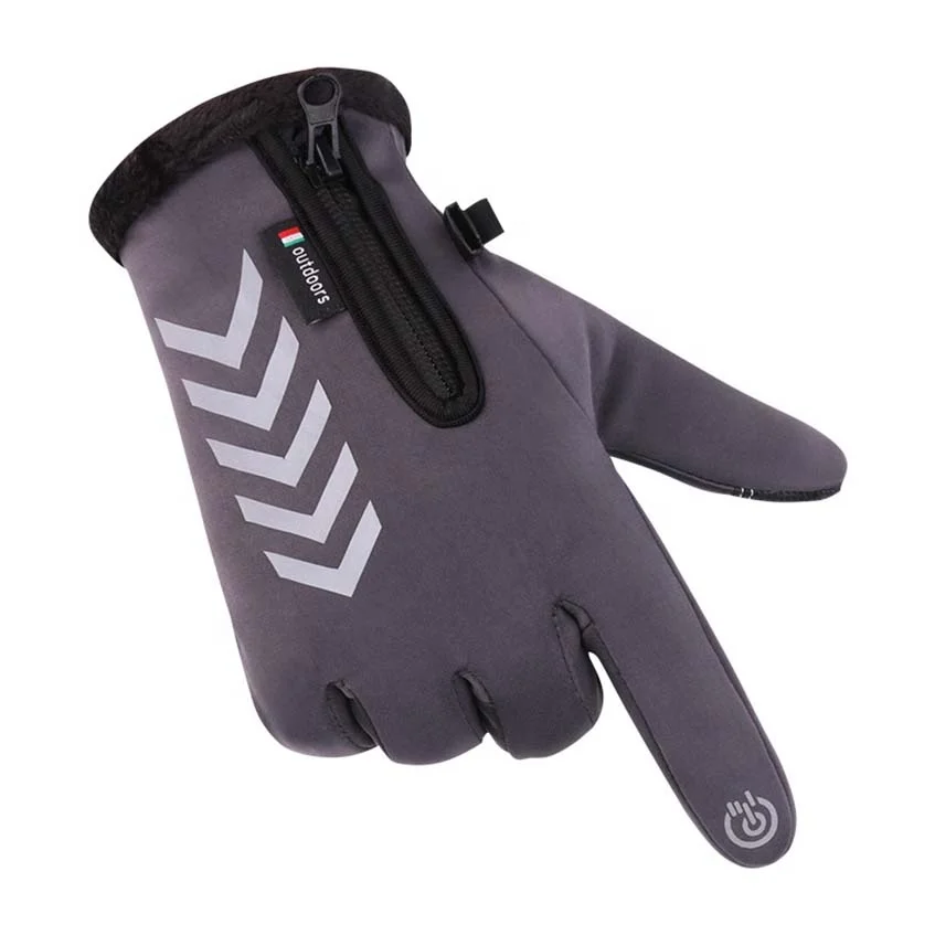 Wholesale Waterproof Gray neoprene fabric with touchscreen fingers outdoor sport diving protective glove