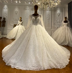 Jancember NS4357 Sequins Lace Illusion Beaded Bridal Ball Gown Wedding Dress