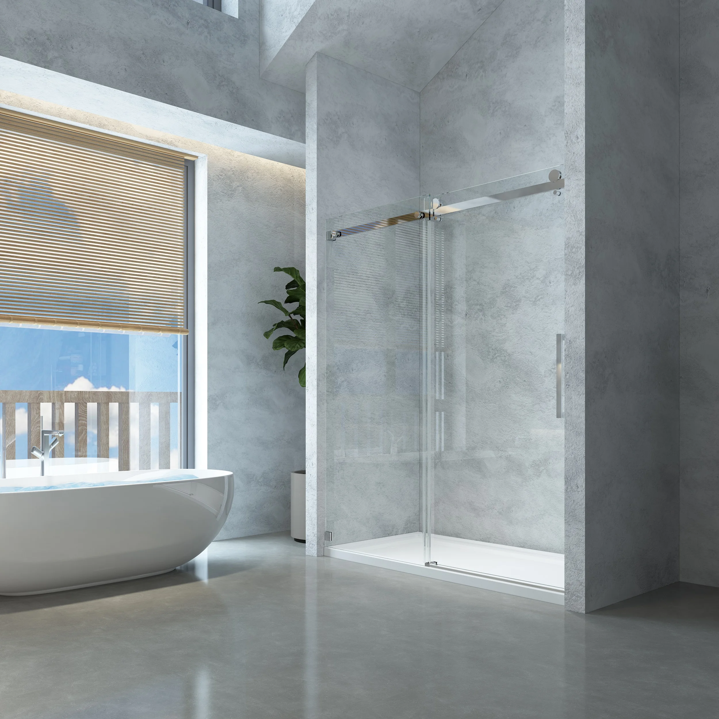 glass standing caravan bathroom shower sliding door roller hinges