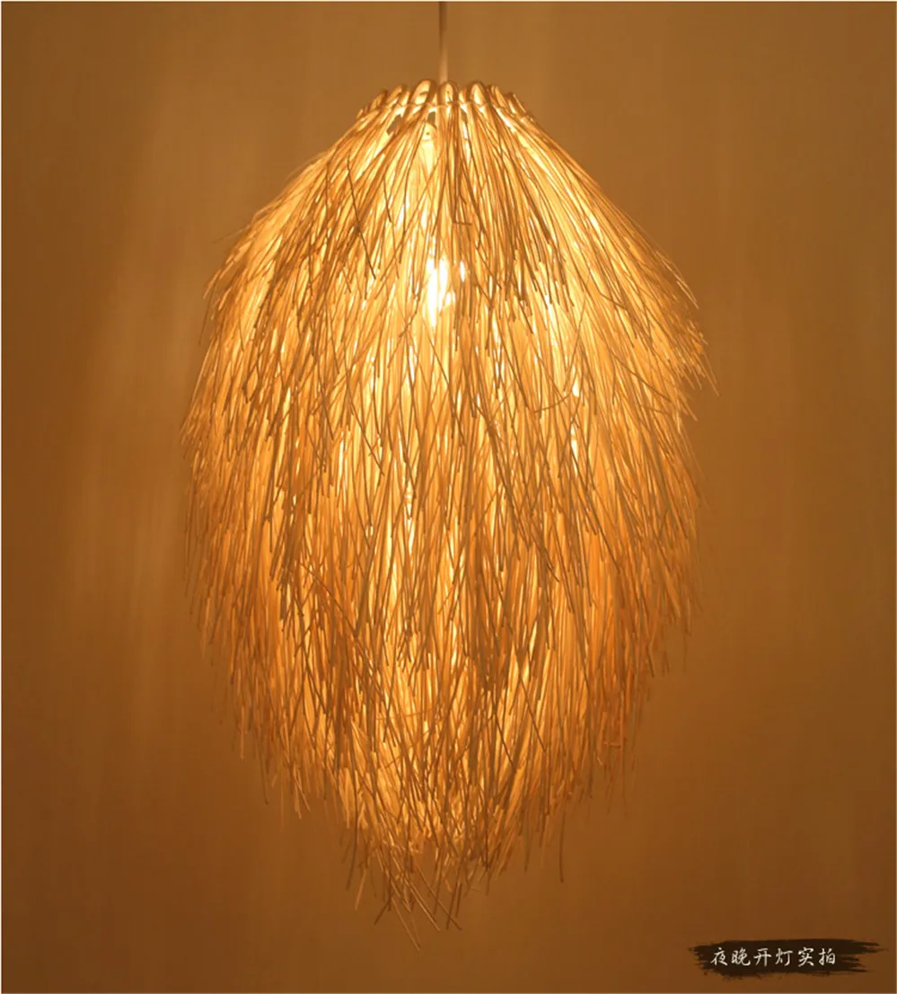 Art design modern handmade japanese rattan hand woven chandelier