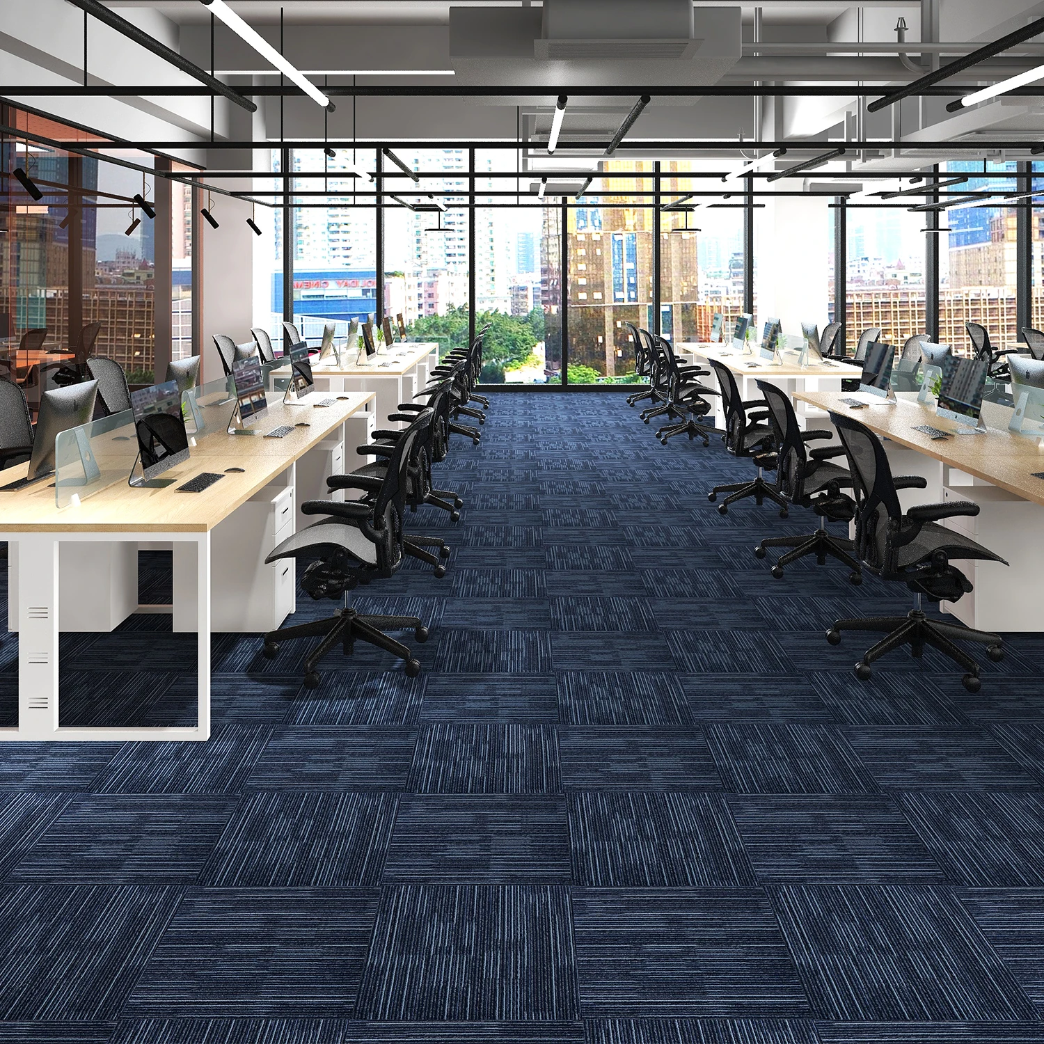 100% PP Modern Designed Commercial Modular Office Carpet Tile Flooring