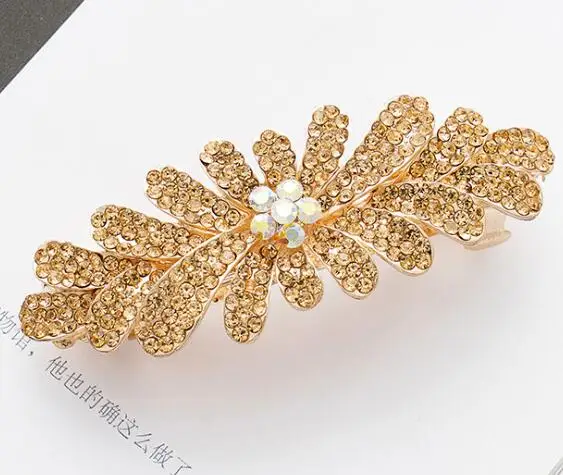 Модные стразы, листья, заколки из цинкового сплава, позолоченные заколки, аксессуары для волос, Оптовая продажа FJ03A