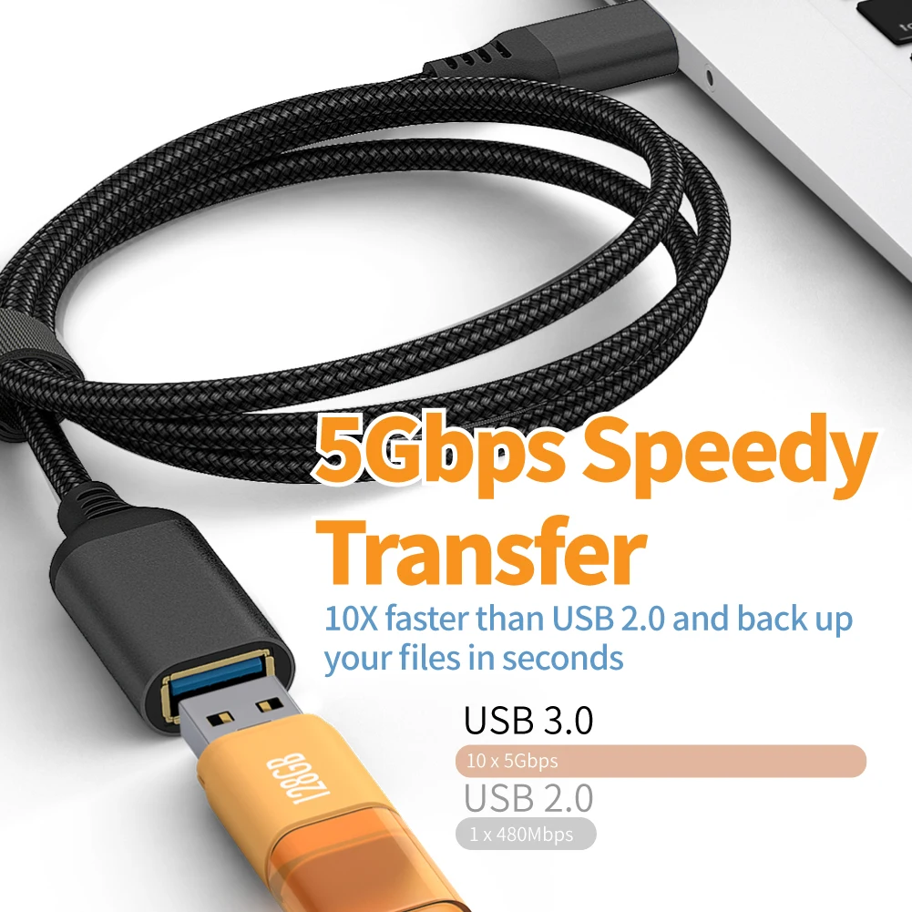 Прочный нейлоновый плетеный кабель для быстрой передачи данных 5 Гбит/с позолоченный USB 3 0 Удлинительный A
