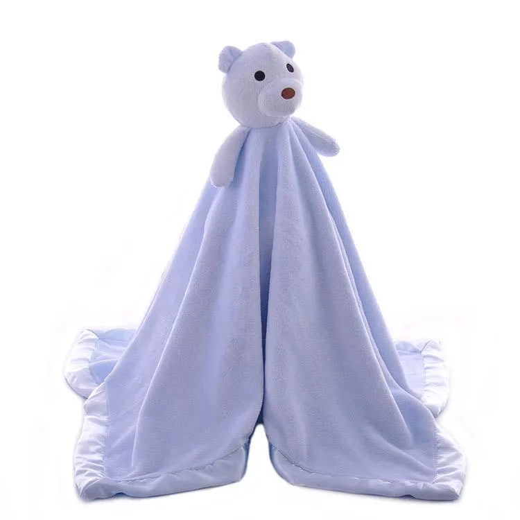 Wholesale cute cartoon bear comforter plush toy appease soothing towel flannel baby blanket