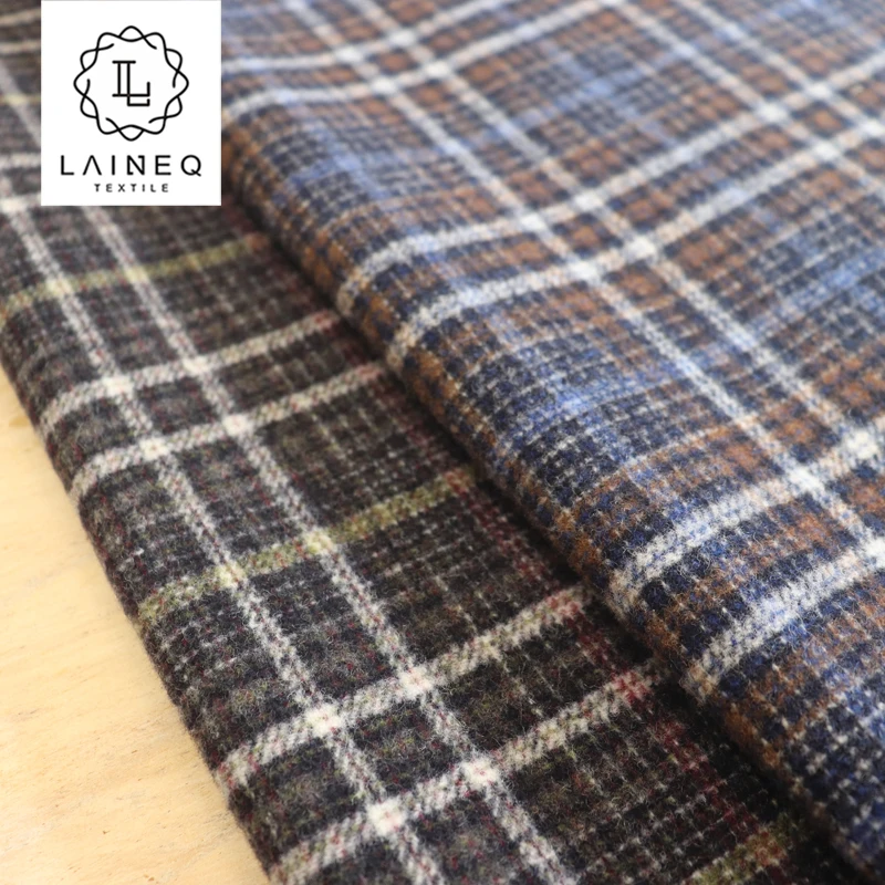 2023 Classic and sophisticated wool fabric Glen Plaid check wool fabric check 70% wool double faced color overcoat