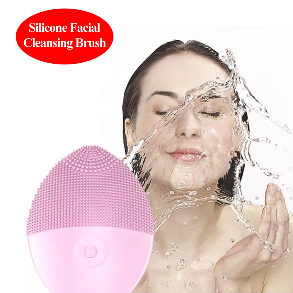 OEM high frequency rechargeable deep cleaning face scrubber brush silicone facial cleansing brush