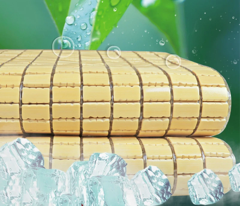 Bamboo Mat Bed Summer Cooling Sleeping Pad, Double Beef Tendon Foldable Smooth Durable Carbonized Mahjong Bamboo Mattress