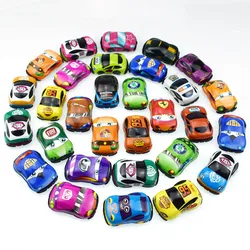 Popular Cartoon PVC Pull Back Car Toys Capsule Different Cheap Plastic Small Kids Toys Matte Color Mini Pull Back Car