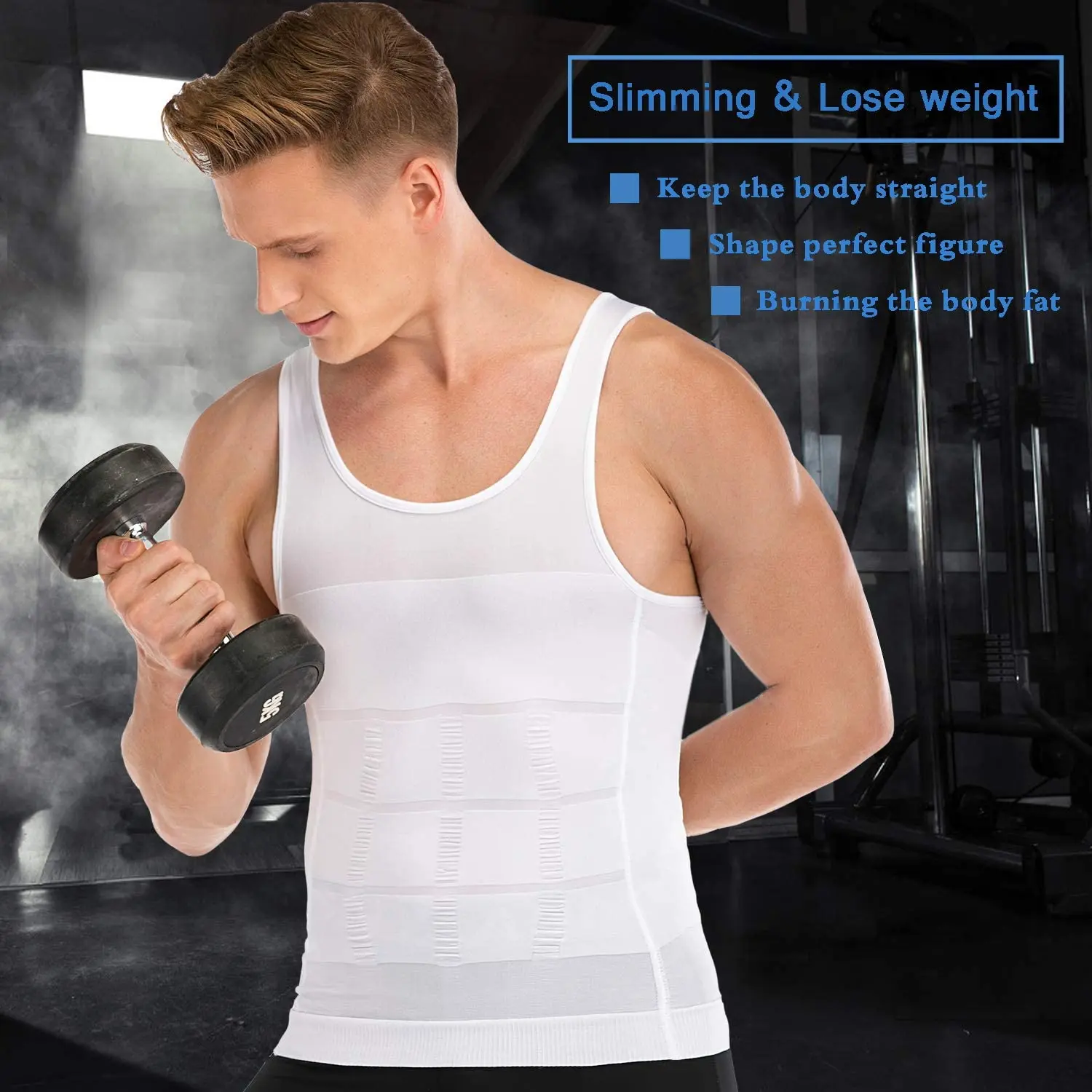  Mens Compression Body Shaper Workout Top Slimming Shapewear Shirt Abdomen