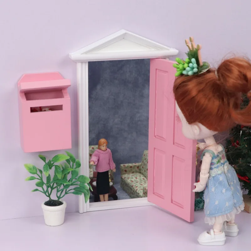 1:12 Mini Doll House Accessories DOLLHOUSE Furniture Door Color Spire Villa Door real hardware door