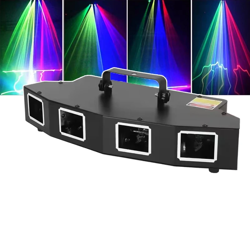 R GBY Four Holes Lasercube DMX512 Sound Activated Control LED DJ Stage Light Lazer Light DJ Disco Laser Lights For Night Club