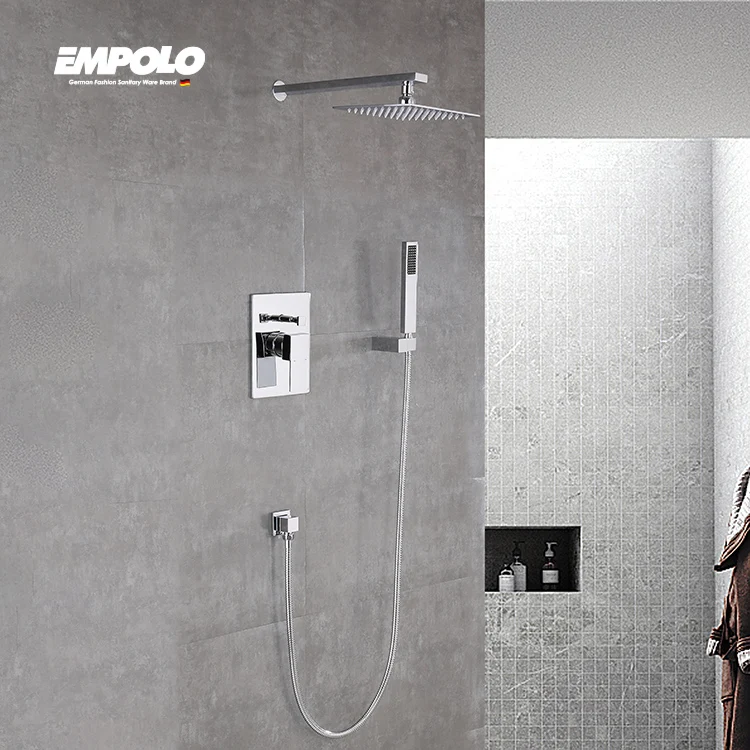 Italian Bathroom Hot Cold Mixer Ultra Slim Rainfall Head In Wall Mounted Hidden Rain Concealed Brass Shower Faucets For Senior