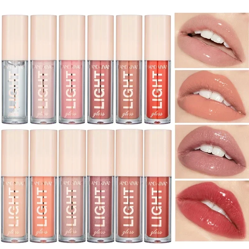 12 Colors Hot sale Nude Lipstick Glass Water Lip Gloss Waterproof Lipstick Lip Gloss Moisturizing Lip Gloss Wholesale Bulk