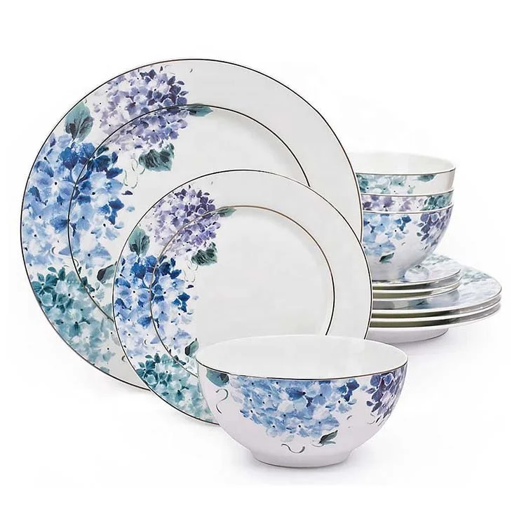 Royal Blue Flower  Fine Bone China Dinnerware Set for 6 people