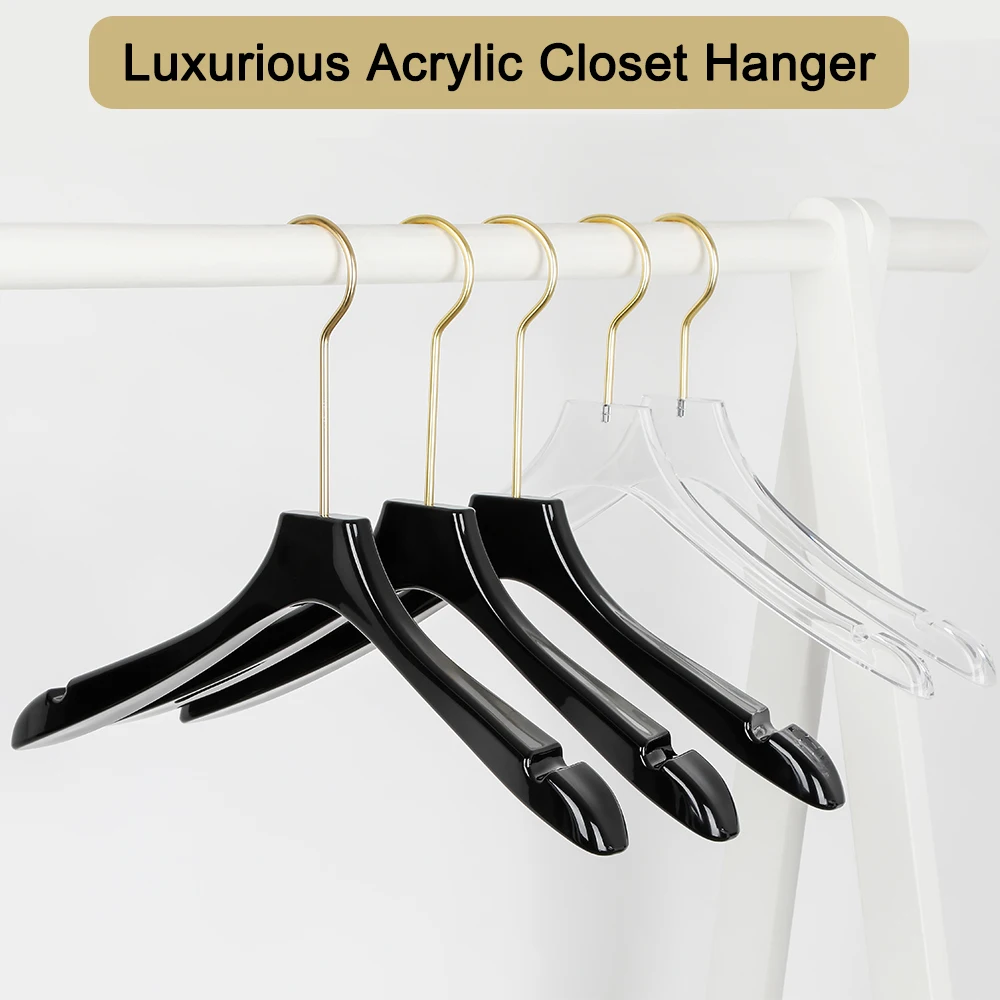 LINDON OEM Custom Adult Luxury Quality Black Acrylic Coat Hanger for Clothes
