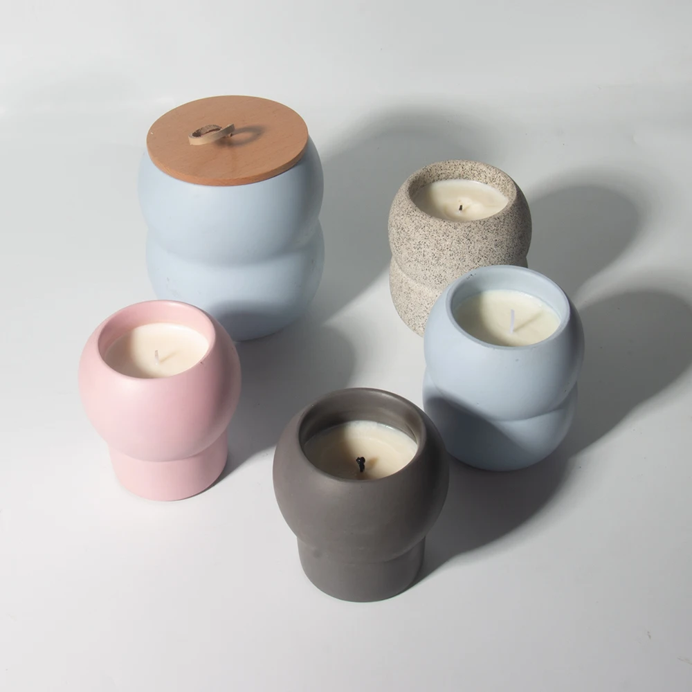 hot selling empty Candle Container cement candle jar wholesale and boxes packaging  logo print  newest  concrete candle vessels