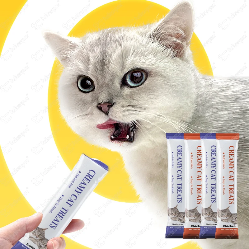 Бесплатные образцы оптовая продажа с завода влажная закуска для домашних животных со вкусом куриного лосося сливочное Угощение кошек