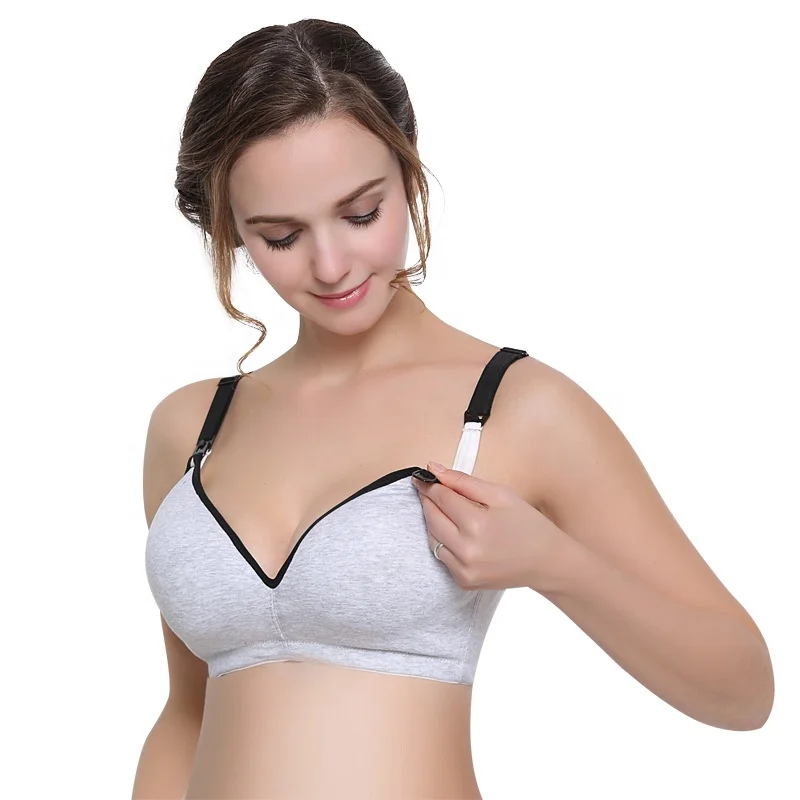 599# Maternity Bra Cotton Sujetadores De Lactancia Sin Costuras Solid Front Open Breastfeeding Comfortable Nursing Bra