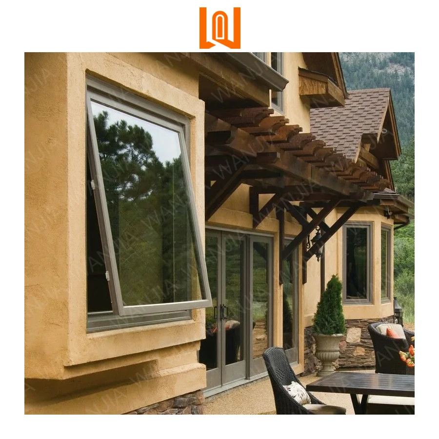 WANJIA Australia As2047 Standard Aluminum Awning Windows Double Tempered Glass Push Out Windows