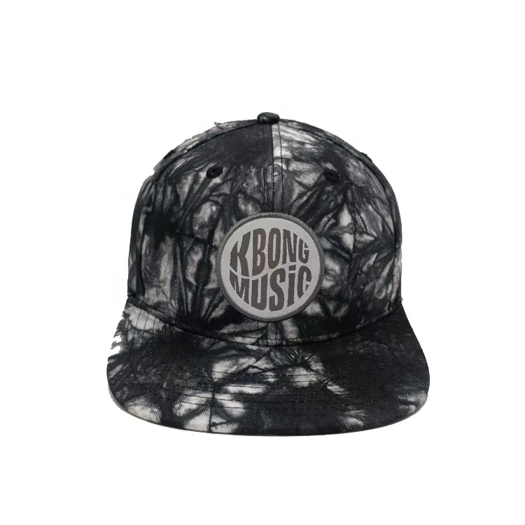 Custom Tie Dyed Snapback Hat Applique Embroidered Woven Patch Snapback Cap