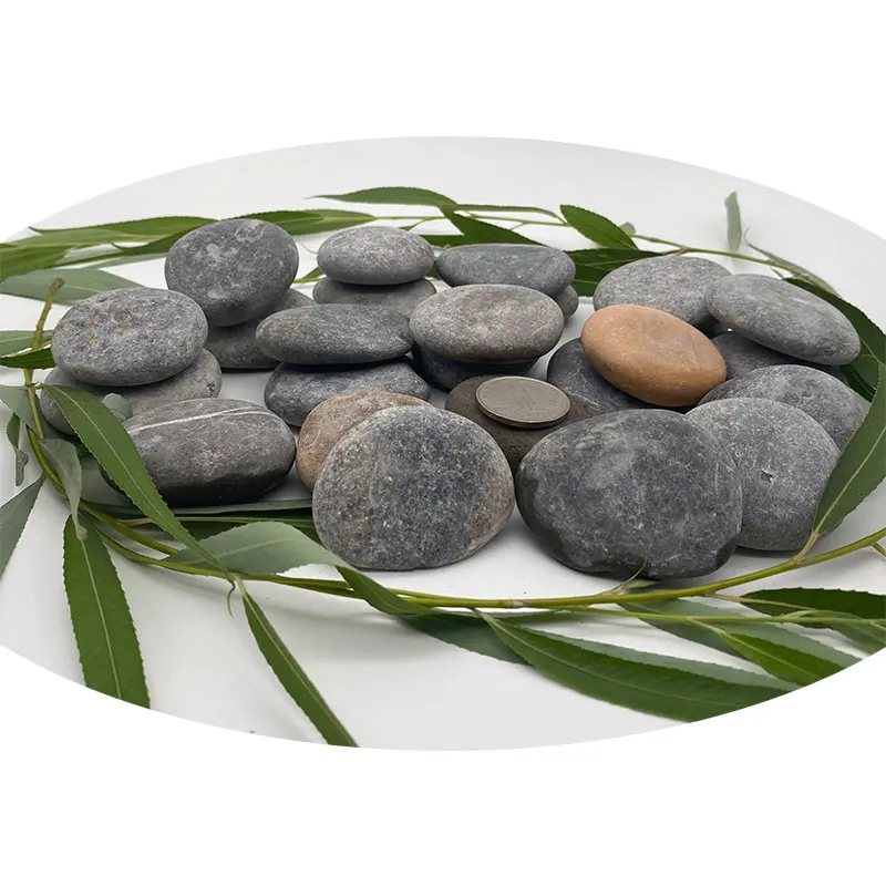 Factory Supplied Country style Smooth Brown Colored Flat Round Natural Pebbles Stone Kindness Rocks For Painting