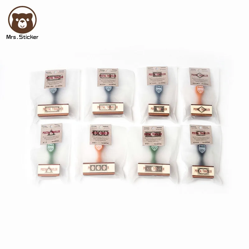 Ephemera Retro Wooden Handle Seals Postal Traveler Vintage Wood Rubber Stamps DIY Planner Handmade Decorative Scrapbooking