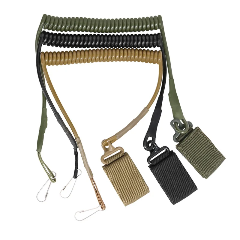 Tactical Anti-Lost Elastic Lanyard Cable Coil Style Secure Spring Safety Strap Rope for Flashlight Hunting Accessories