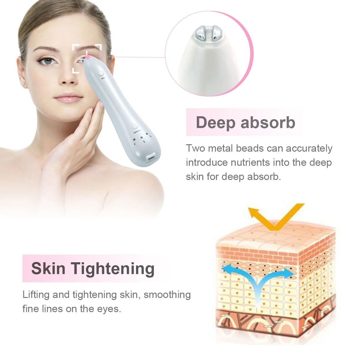 RF Eye Massage Beauty Device Heat Eye Care Remove Wrinkle Dark Circles Electric Eye lip Massager Pen