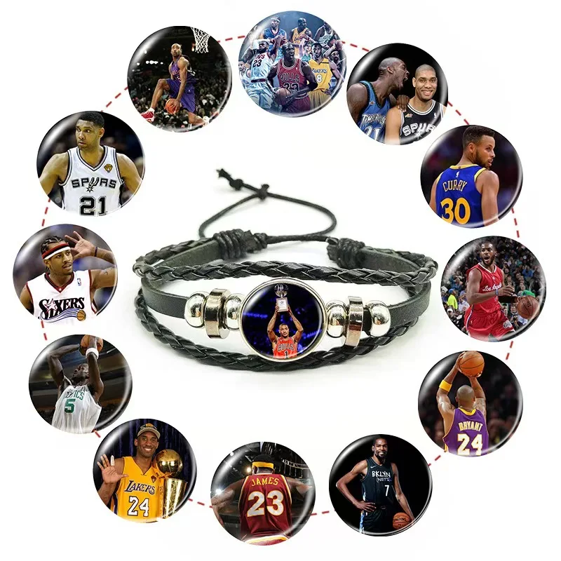 Новый трансграничный браслет NBA superstar Kobe Curry James time gem кожаный европейские и американские украшения