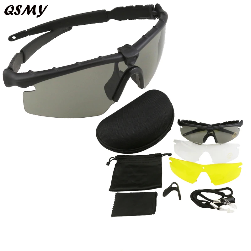 UV Protection Outdoor Sports Glasses CS Army Tactical Military Contour Safety Goggles Protective Bicycle Glasses