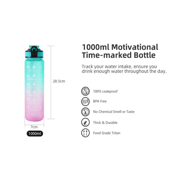 Aailingalaxy 1 л бутылка для воды пластиковая Мотивационная 1000 мл пищевой